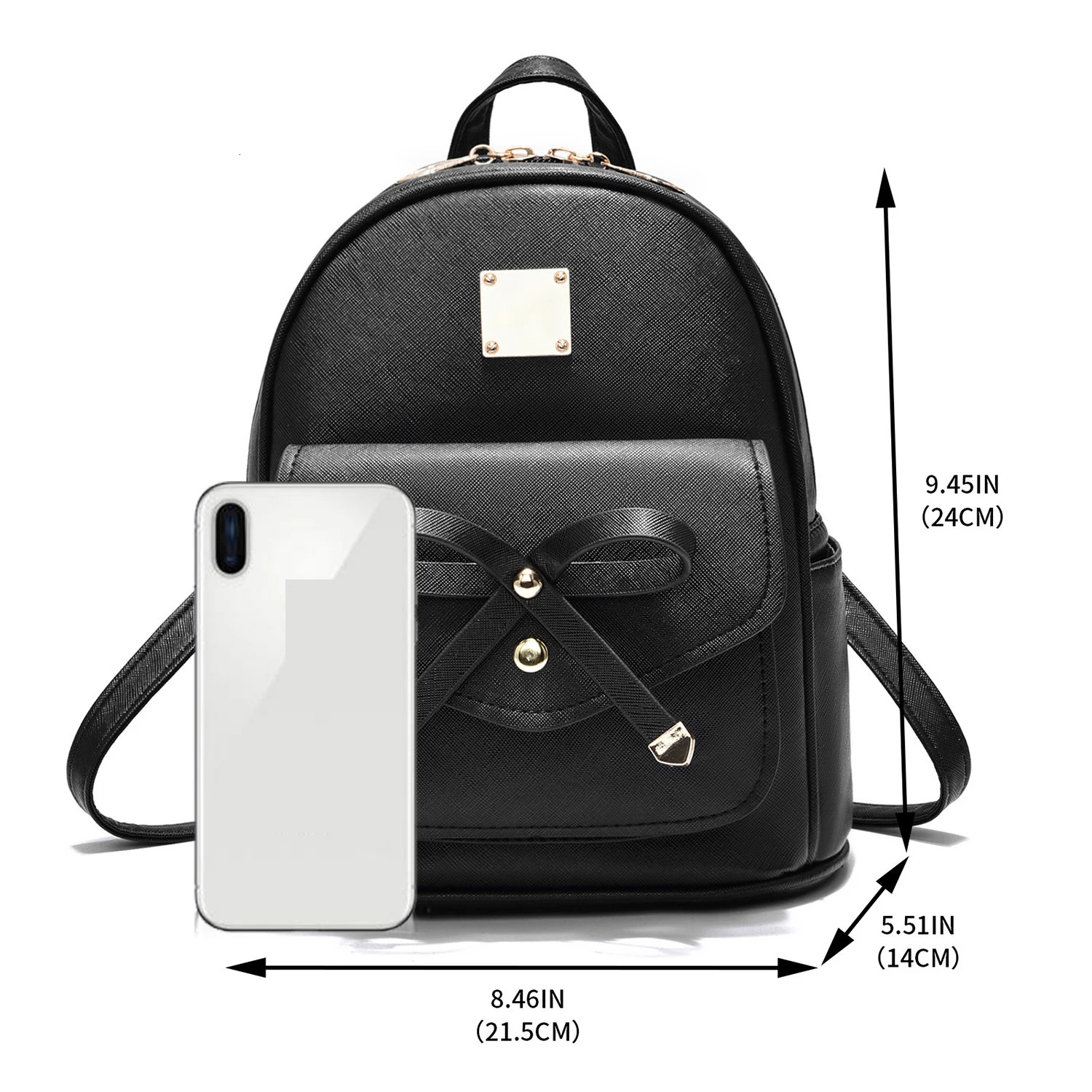 Mini Bowknot Decor Backpack - High-Quality PU Leather Spacious Daypack Purse Compact Mini Schoolbag for Women 250813