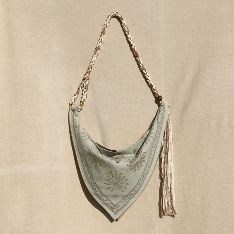 2025 new fashion designer tassel rope woven women's diagonal shoulder bag