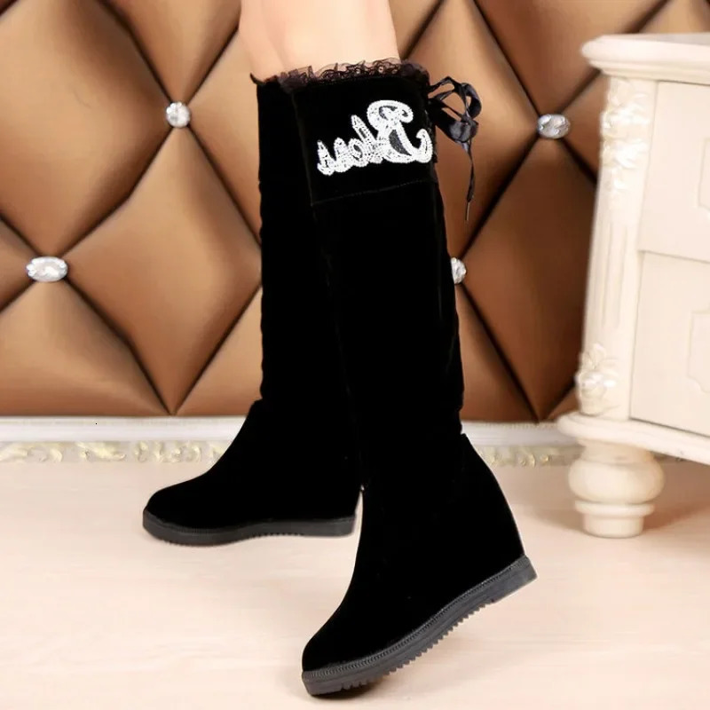 Knee High Shaft Shoes Woman 2025 Spring Autumn Lace Long Boots for Women Footwear Pu Gyaru Boot Quality On Offer Demi-season 250812