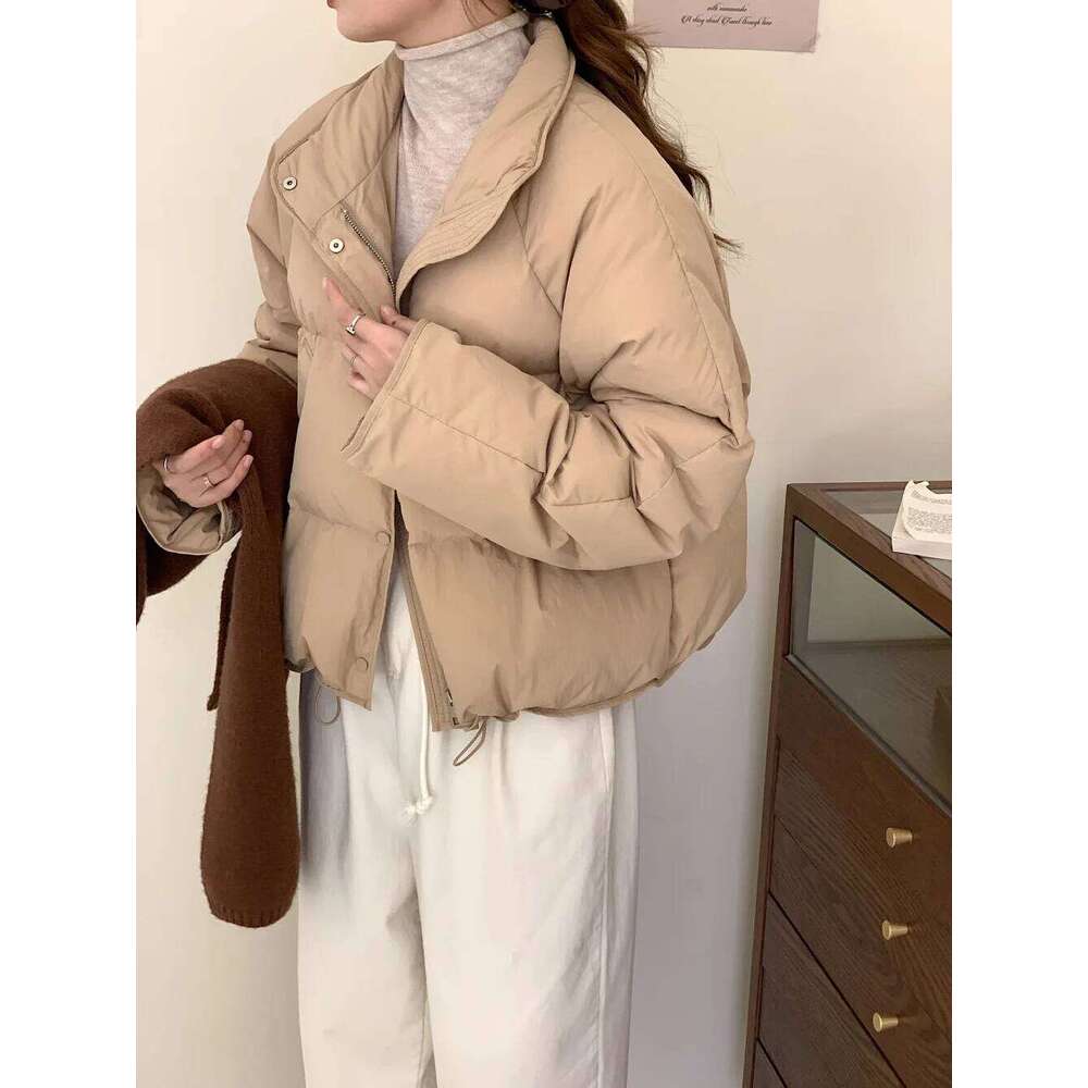 Winter Down Cotton Coat Women Solid Color Loose Padded Jacket Puffer Parkas Casual Female Zipper Thickening Warm Outwear