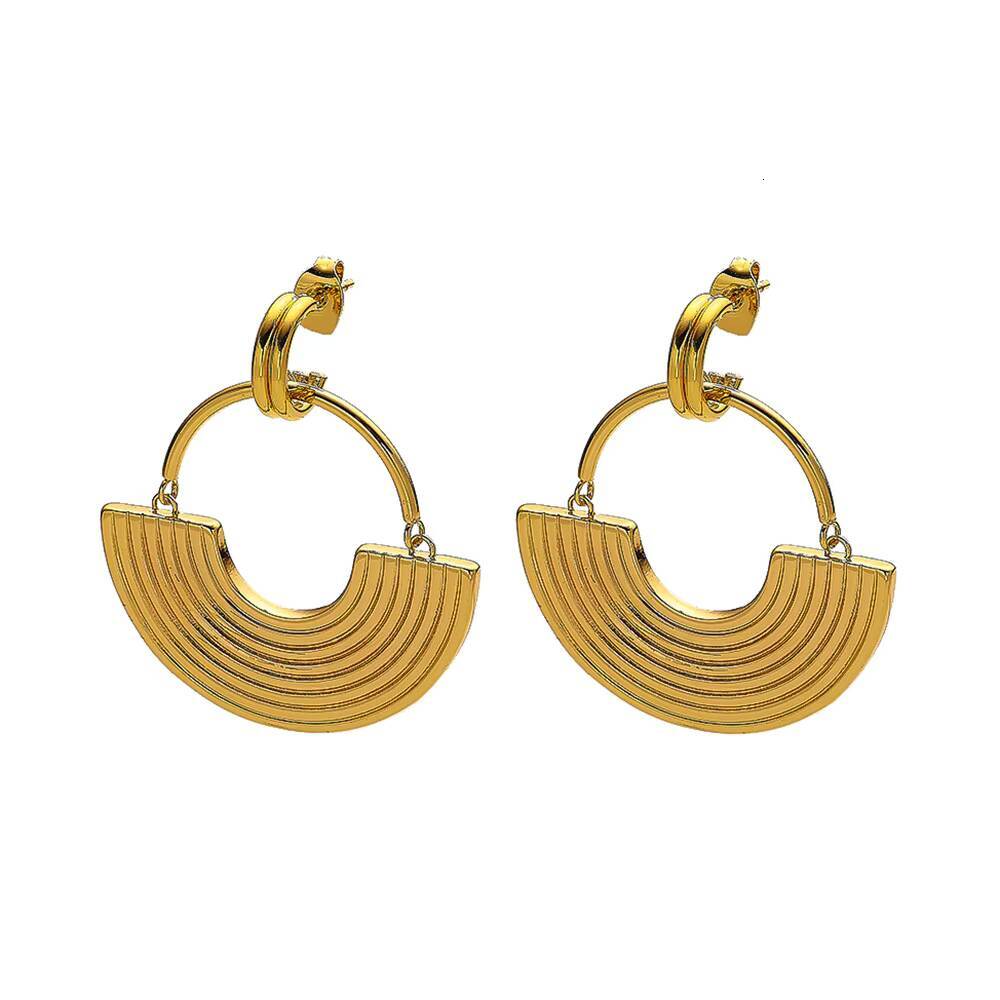 Waterproof Fashion Gold-Plated Pendant Exaggerated Stainless Steel Anti-Tarnish Earrings Jewelry Set