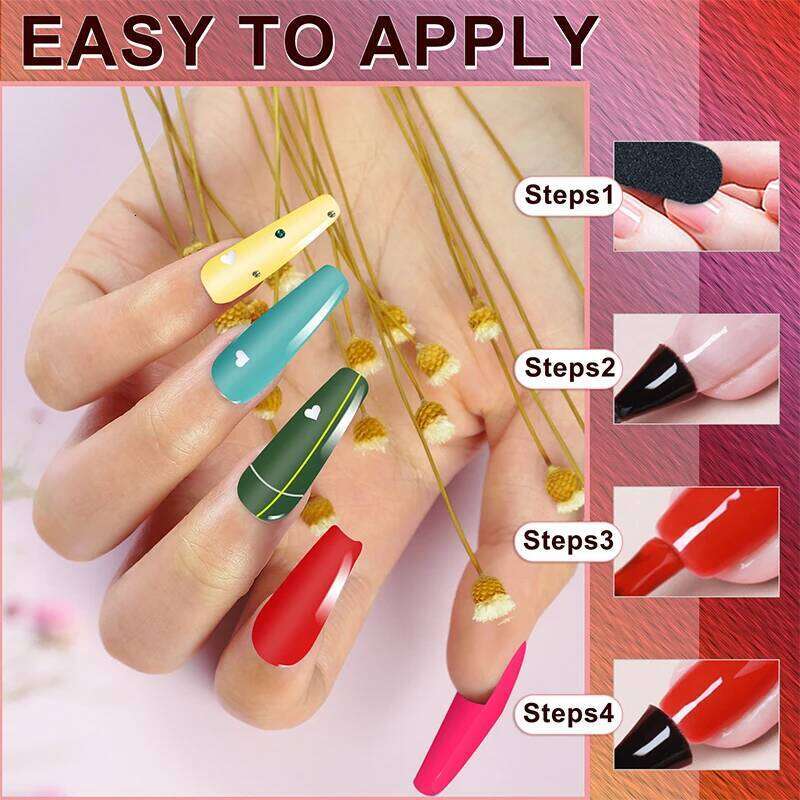 Polish Kit With 9Pcs Poly Extension LED Lamp Dryer 18 Colors Semi Permanent Gel Varnish Base&Top Coat Nail Tool Set