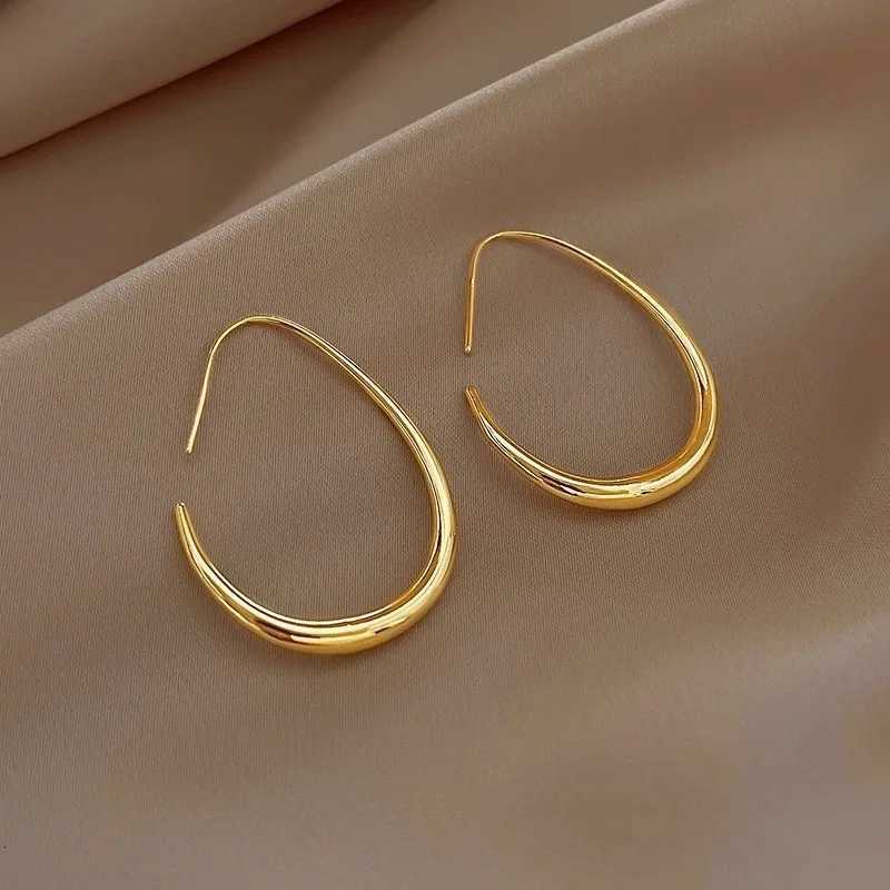 925 Sterling Silver Golden Ellipse Wedding Hoop Earrings For Women Ladies Luxury Female Jewelry Money 925 Silver Jewelry XJ250814