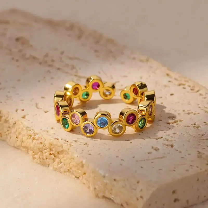 Pinky Zircon Ring for Women Stainless Steel Gold Color 2025 Trend Couple Waterproof Aesthetic Wedding y2k Jewelry anillos 250811