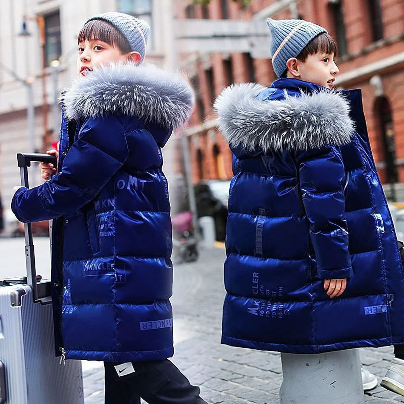 -30° Teenager Down Outerwear Kids Thicken Warm Jackets Children Winter Windbreaker Shiny Outerwear Boys Girls Snow Overcoat 250813