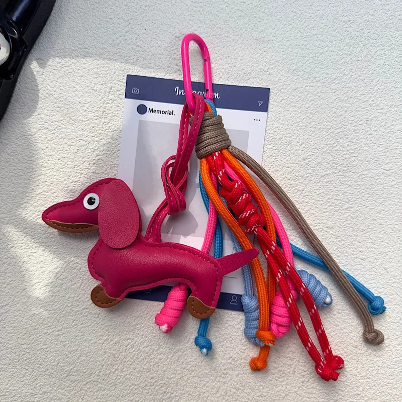 Multi Colored Hand Woven Rope Pu Sausage Puppy Bag Pendant High Leather Universal Mens And Womens Mobile Phone Pendant 250811