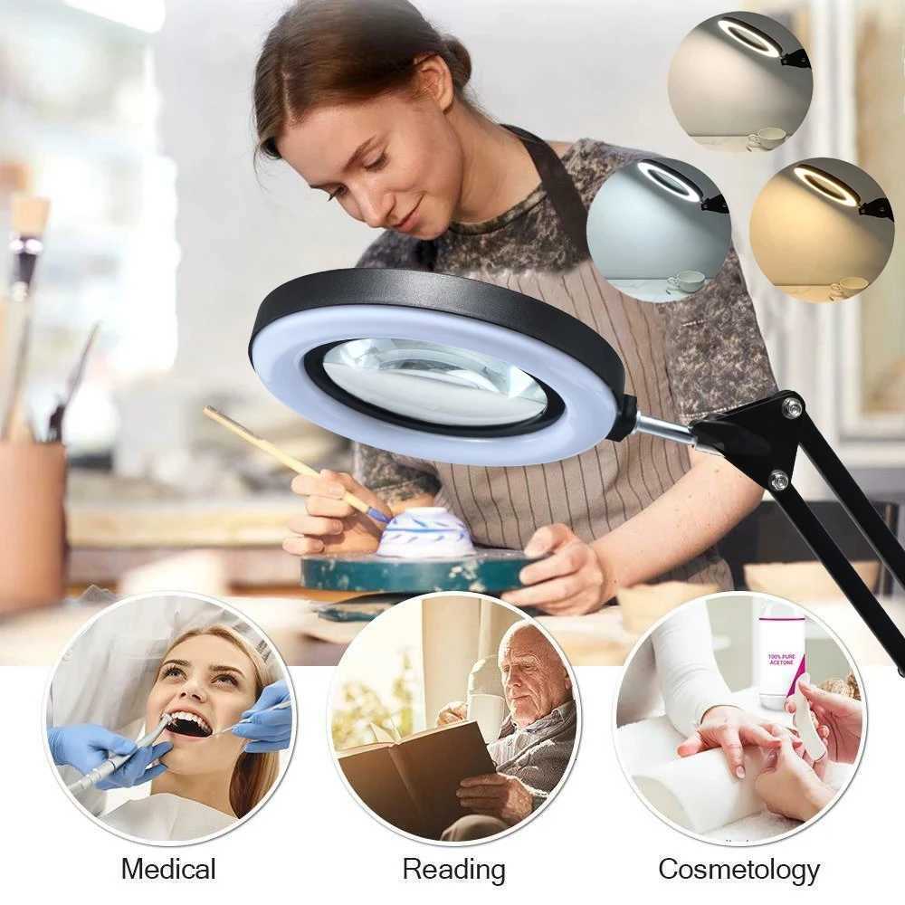 72LED 8X/10X NEW Illuminated Magnifier USB 3 Colors LED Magnifying Glass for Soldering Iron Repair/Table Lamp/Skincare BeautyL250813