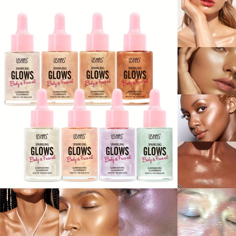 8-Colors Body Liquid HighlighterGlow Shimmer Highlighter Metallic Makeup- Contour Makeup for Cosmetics and Skincare 250813