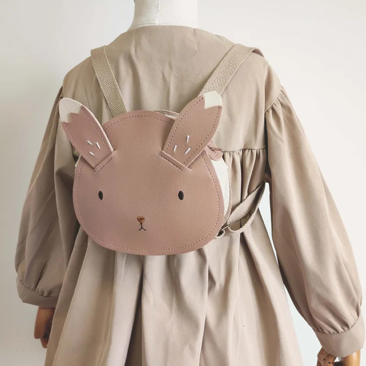 Kids Backpack Baby Kindergarten School Book Bags Fashion Cartoon Rabbit PU Backpack Children Leather Mini Bag 250813