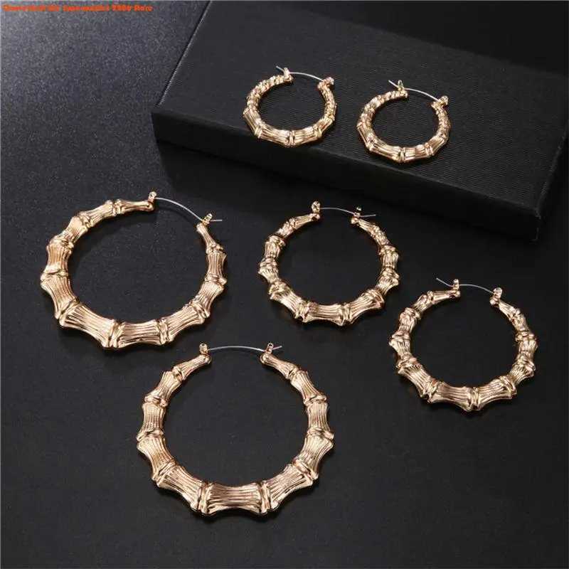 2025 New Punk Earrings Silver Gold Color Big Bamboo Circle Hoop Earrings Large Celebrity Earrings Hoops Jewelry Charms for Women XJ250814