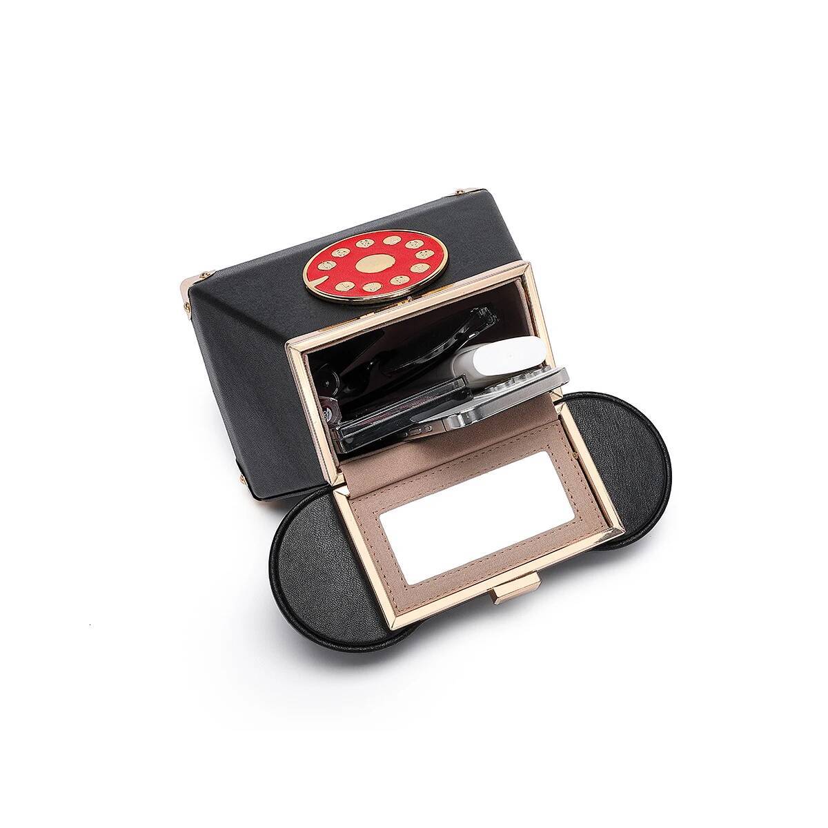 A niche, light , retro women's bag that is fashionable and versatile, an old-fashioned landline phone design handbag high-quality