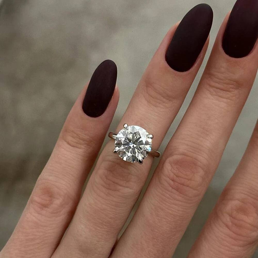 0.5-4Carat Brilliant Round Cut Moissanite Engagement Ring for Women 925 Silver 4-prong Set Solitaire Diamond Wedding Rings