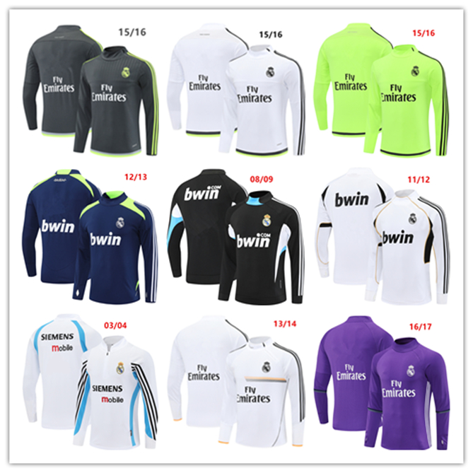 RETRO Madrids soccer tracksuit Men TOP 03 04 05 06 08 09 10 11 12 13 14 15 16 17 Reals Madrids football classic Vintage training SHIRT jogging chandal futbol survetement