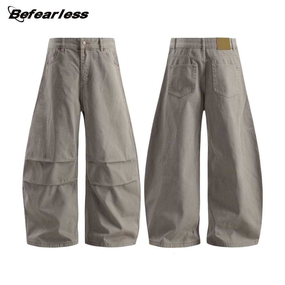 American Style Assut Color Block Scimitar Jeans Trendy Loose Wide-Leg Cargo Casual Pants B5