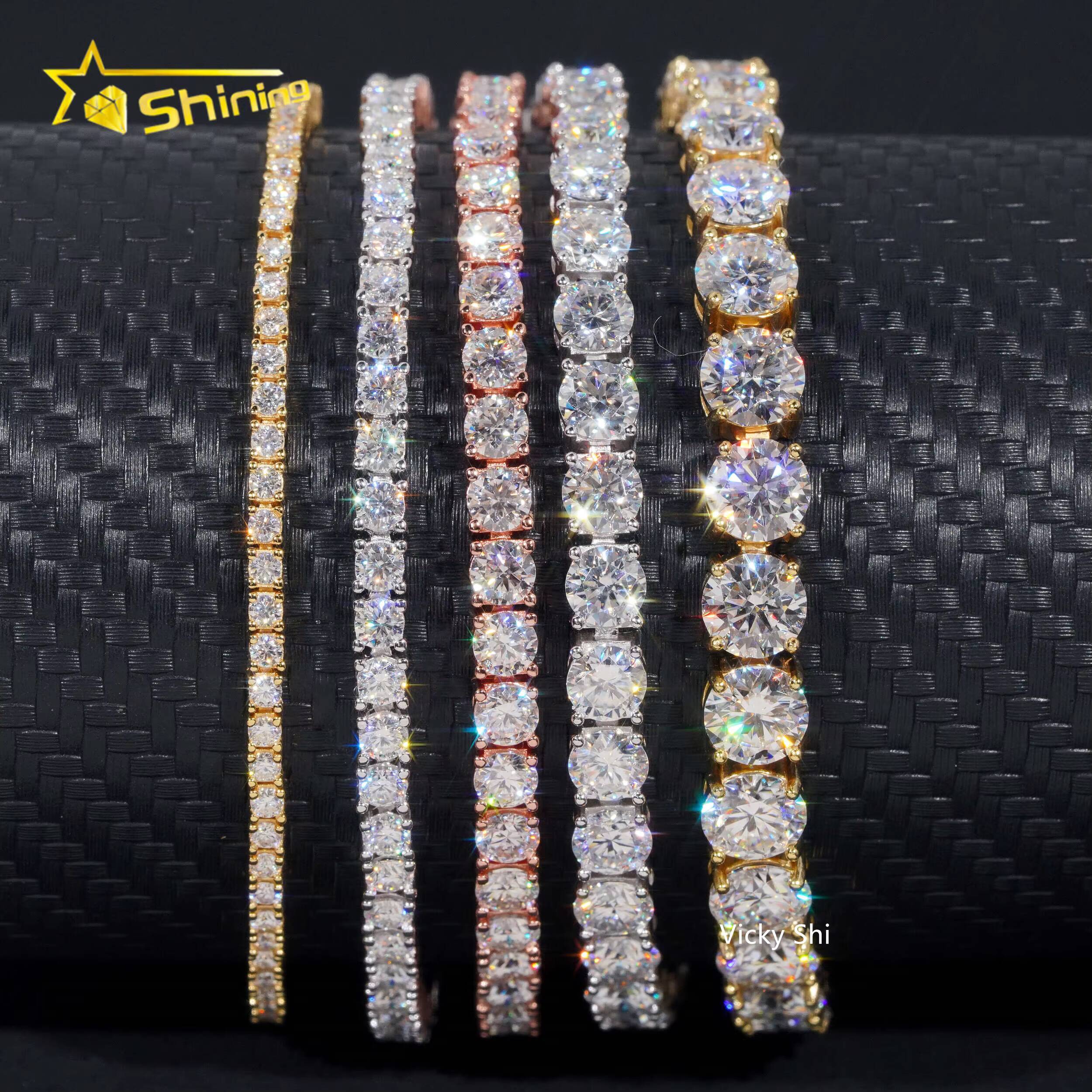 GRA Certificated Pass Dia Tester Chain Sier Fine 2MM to 5MM Iced Out Moissanite Tennis Necklace