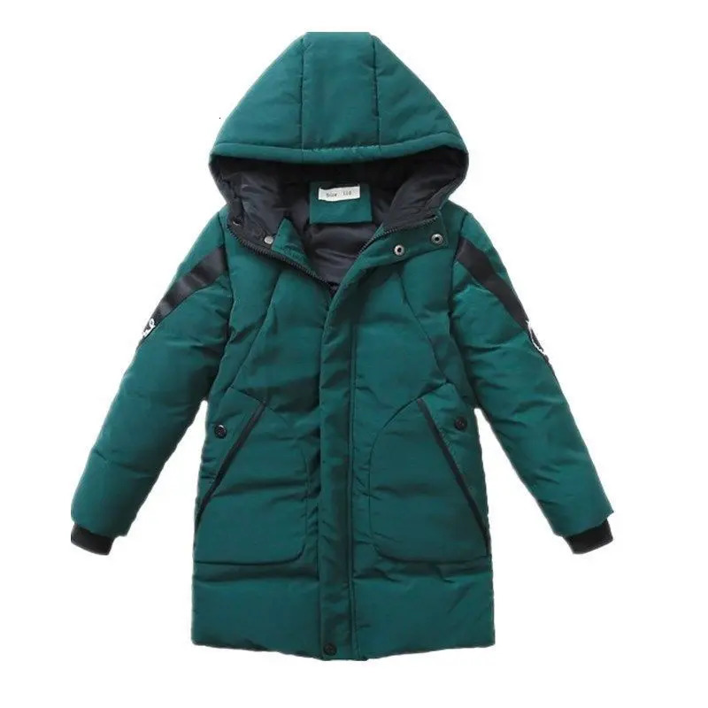 Boys down Winter Thick Coat Teen Parka Children Plus Velvet Warm Jackets Fashion Hooded Outwear Kids Clothes 4 8 10 12 year 250813