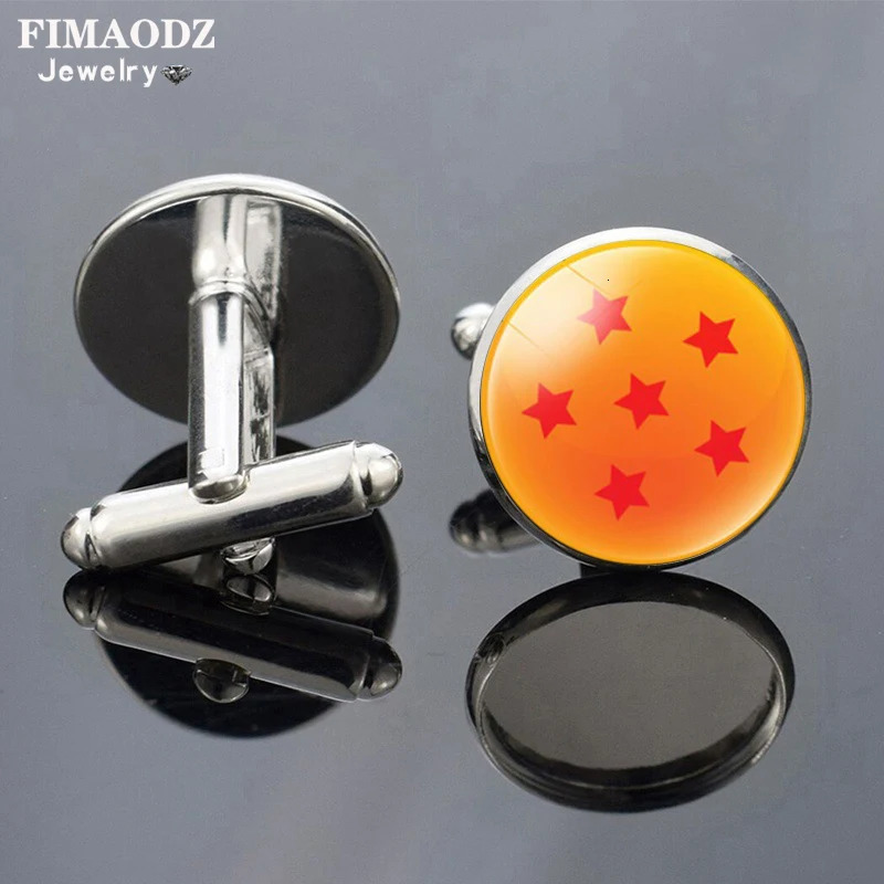 FIMAODZ Anime 7 Stars Balls Cufflinks for Mens High Quality Glass Cabochon Exquisite Male Shirt Cuff Links Wolf Dragon Buttons 250812
