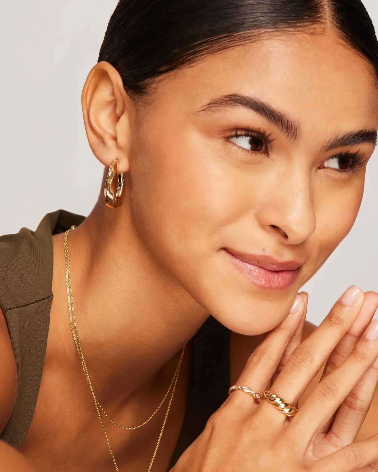 Shevalu Women Geometry Design Hoops Earrings High Quality 14K Gold Plated 925 Sterling Silver Post Chunky Twisted Huggie Earring XJ250814