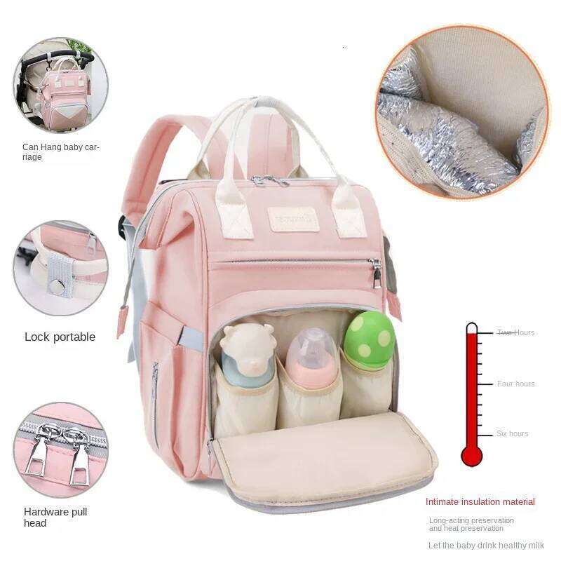 Mommy Diaper Stroller Hanging Bag Mother Large Capacity Nappy Backpacks with Changing Mat Convenient Baby Nursing Bags