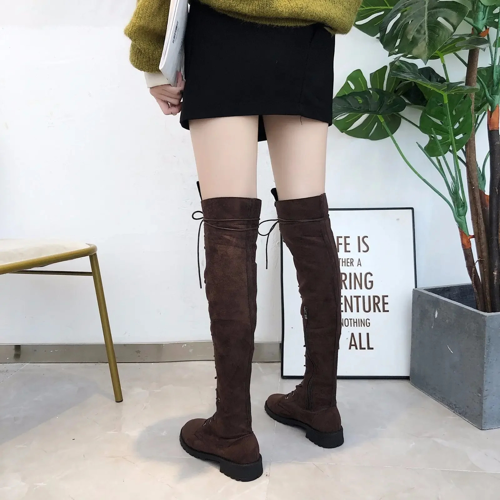 Lace-up Knee High Shaft Shoes Woman In Above Over The With Laces Thigh Long Boots for Women Cosplay Spring Autumn Sale 250812