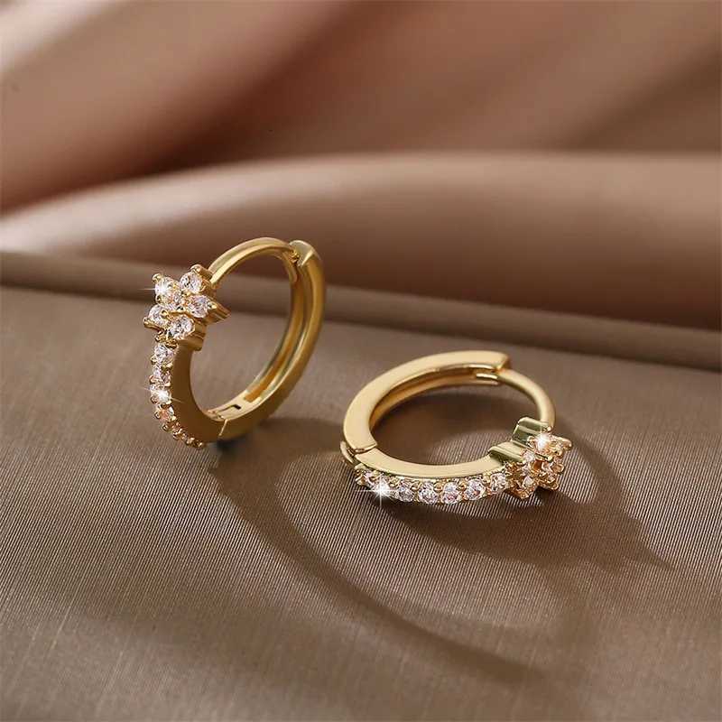 Fashion Stainless Steel Zircon Star Hoops Earrings For Women Vintage Crystal Zirconia Circle Earrings Punk Unisex Rock Jewelry XJ250814