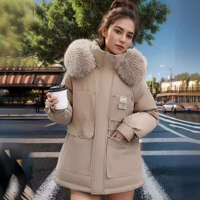 New velvet thickened cotton jacket Korean version loose cotton jacket with waist cinched down cotton jacket jacket