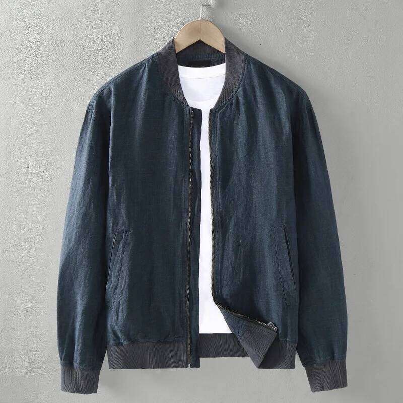 Designer Clothing 2025 2025 Summer Travel Styles Pure Linen Bomber Jacket Thin Breathable Italian Designer Timeless Elegance Men's Clothing