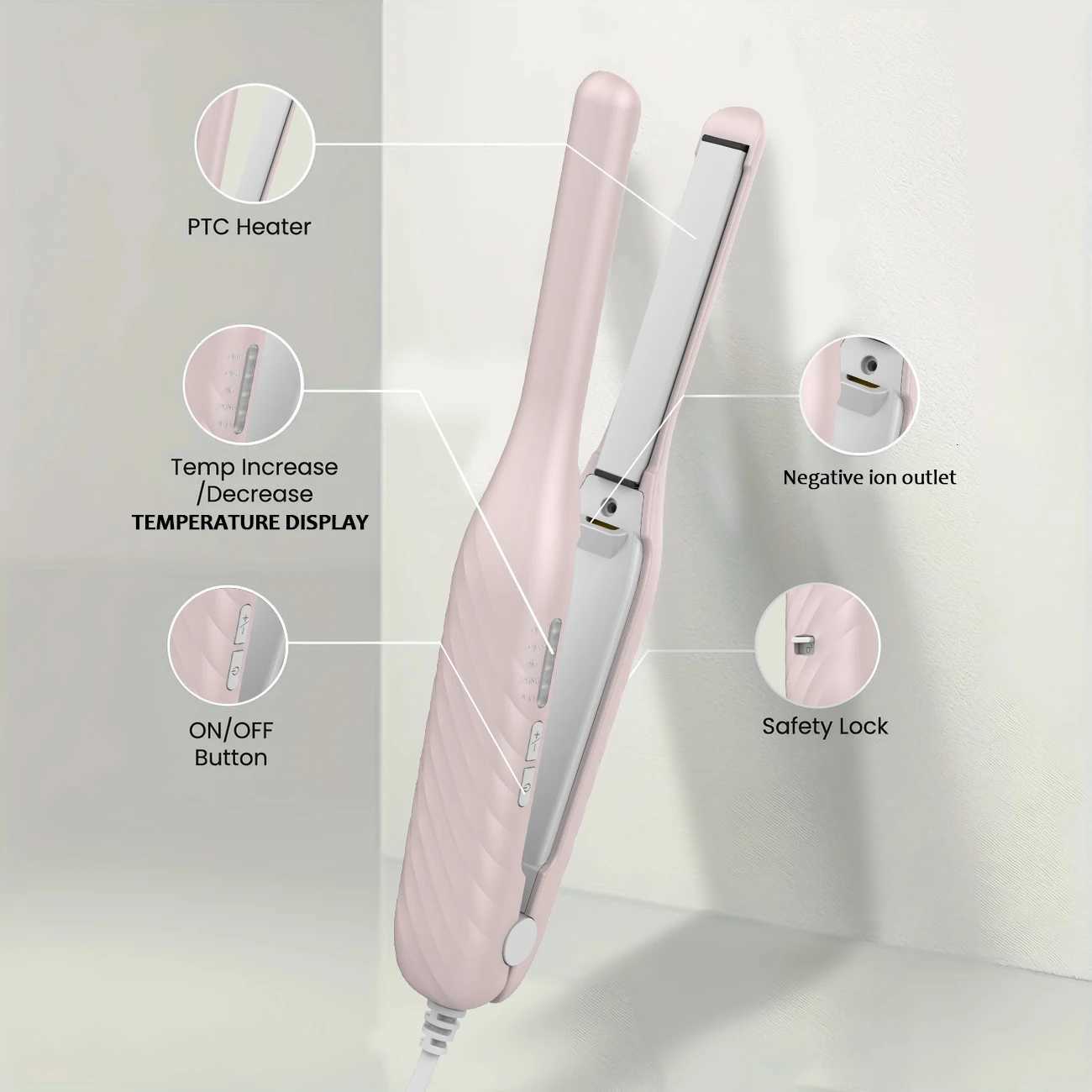 European Plug Mini Straightener - Portable Lightweight Easy to Operate Ceramic Coated Hair Straightener Quick Heating W250814