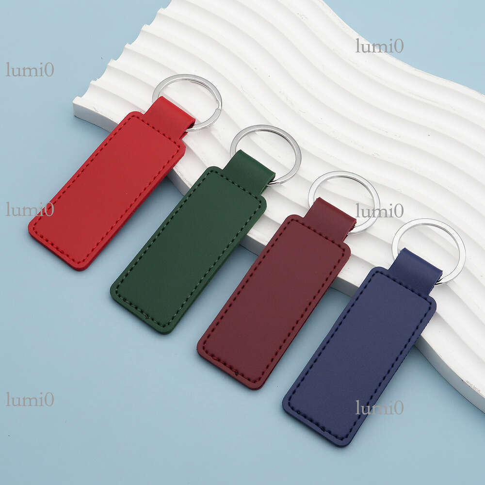 PU Leather Keychain Pendant Double-Sided Stitching Customizable Zinc Alloy Key Ring Ornament
