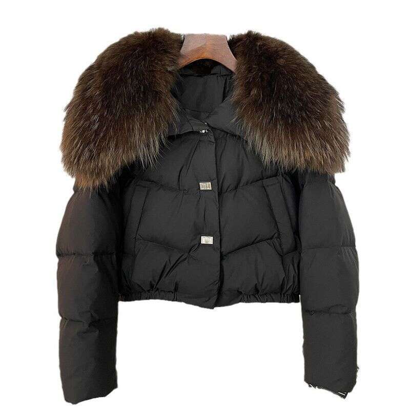 White Duck Down Winter Women Real Raccoon Fur Jacket Female Warm Down Jacket for Winter Autumn 2025 European Fashion Coat