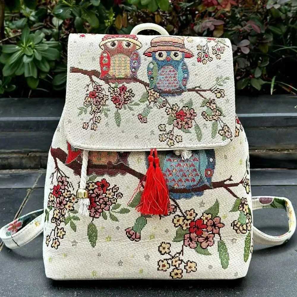 Backpack Bags for Women Embroidery Ethnic Style Streetwear Fashion Casual Vintage Elegant Harajuku Travel Canvas Bag Sports XJ250814