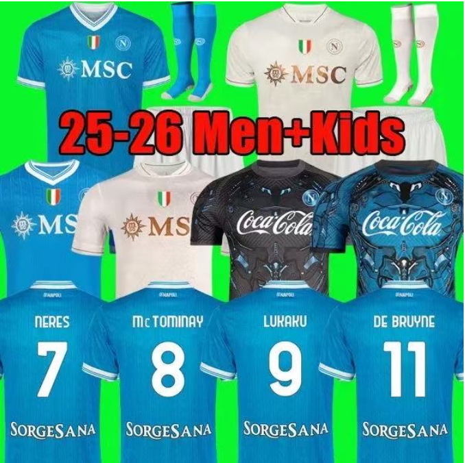 24-25 NAPOLI soccer jerseys Maglia De Bruyne Naples 2025 2026 ZIELINSKI ANGUISSA OLIVERA McTOMINAY KIDS FOOTBALL SHIRT OSIMHEN LOZANO Napoli Maillots de foot