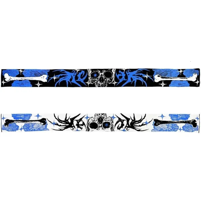 Fashion creative Anime Skeletons striped knitted womens scarf mens winter scarf apron black tassel luminous Y2K Kpop 250813