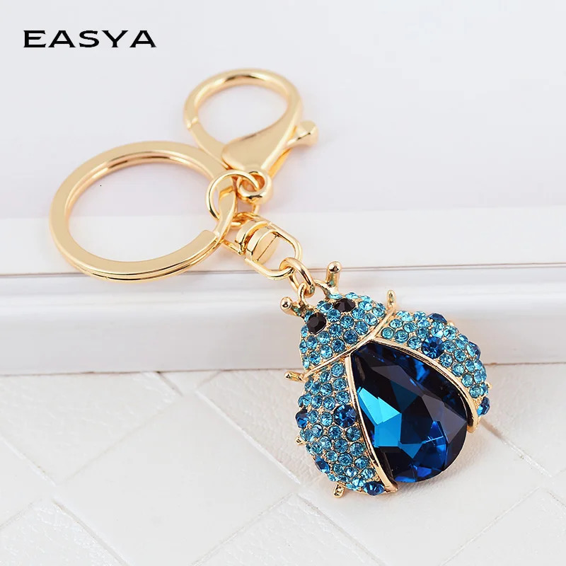 EASYA Arrival Crystal Insect Shape Chaveiro Keychain Cute Sparkling Metal Key Ring Holder Accessories For Women Girls Bag 250811