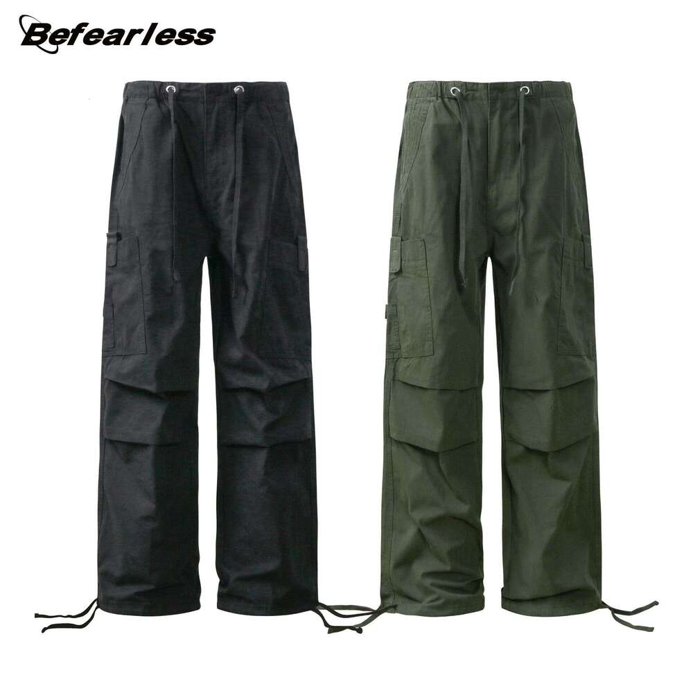 Minimalist Draped Paratrooper Cargo Unisex American Style Multi-Pocket Thickened Casual Long Pants Trendy B5