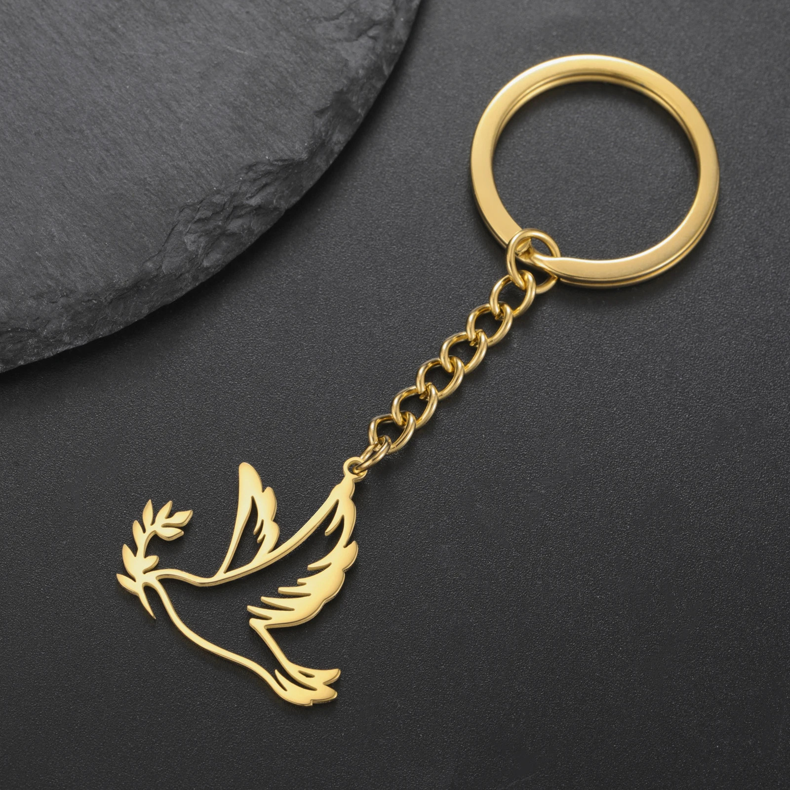 Lucktune Peace With Olive Branch Keychain Stainless Steel Key Chains For Bag Fashion Body Kit Jewelry Party Gifts Sale 250811