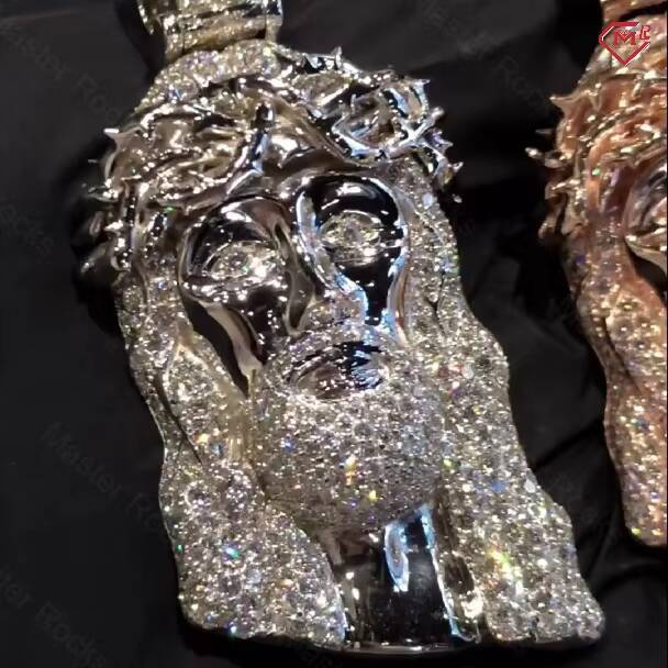 Hip Hop VVS Moissanite Pendant Jesus Iced Out 925 Sterling Silver Rapper Custom Moissanite Pendant