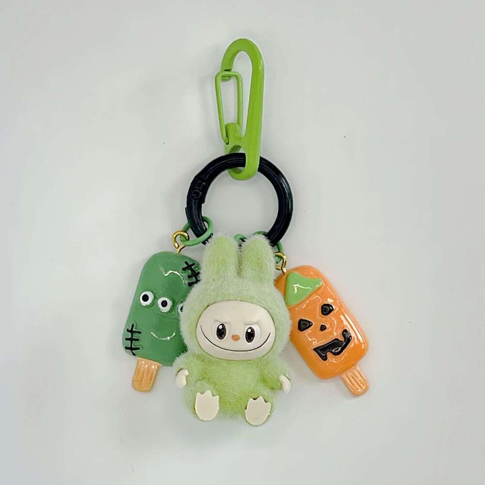Halloween Flocked Mini Labu Cute Gift Keychain Cartoon Bag Car Key Pendant