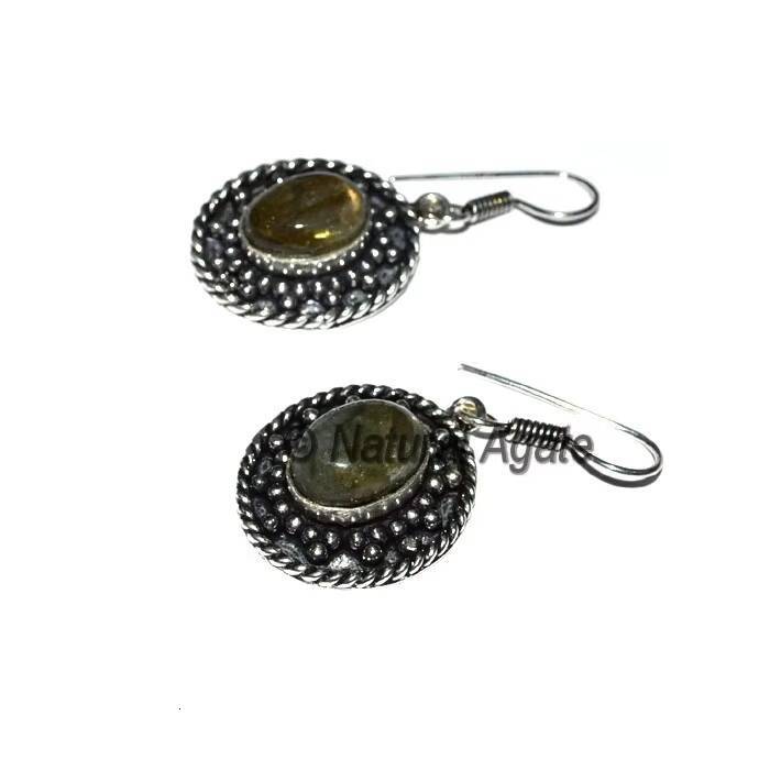 Online Shopping Girl Fashion with Healing Stone Blue Agate Oval Earrings Suitable for Women