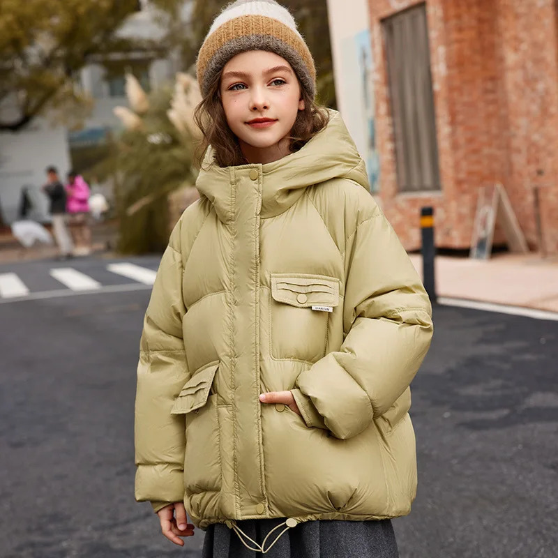 OLEKID Winter Down Jacket For Girl 90% White Duck Down Hooded Thick Warm Teenage Girl Outwear Coat 5-16 Years Kids Parkas 250813