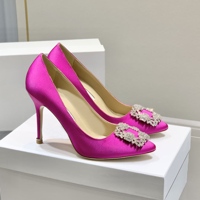 High Heels Maysli Slingback heels Designer shoes kitten heels Women's Satin rhinestone pointy pump 95mm 70mm women's sexy party wedding stiletto pumps With Box