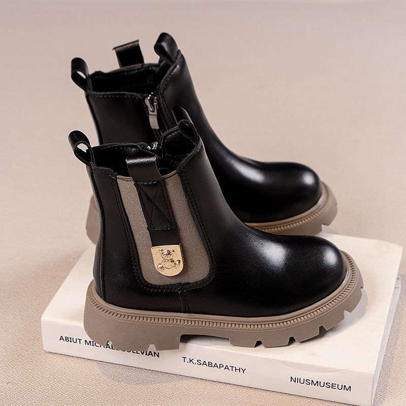 Winter Girls Boots Kids Shoes Girl Fall Fashion Toddler Boots British Child Winter Warm Waterproof Kidsnest Boy Ankle Boots Sizes US9C-US4Y