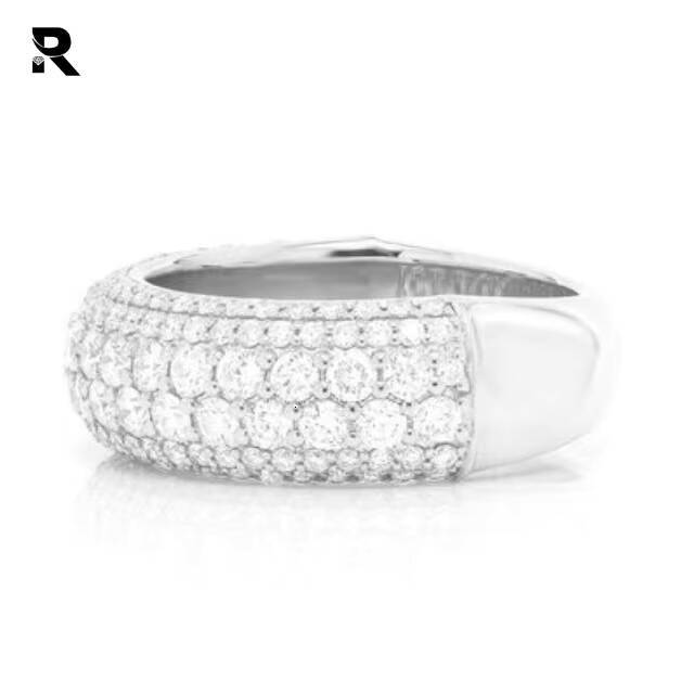 2.10ct Round Cut Dias Bumble Band Ring for Men Dia Jewelry 14K White Gold IGI Channel Bezel Setting 2.10ctw