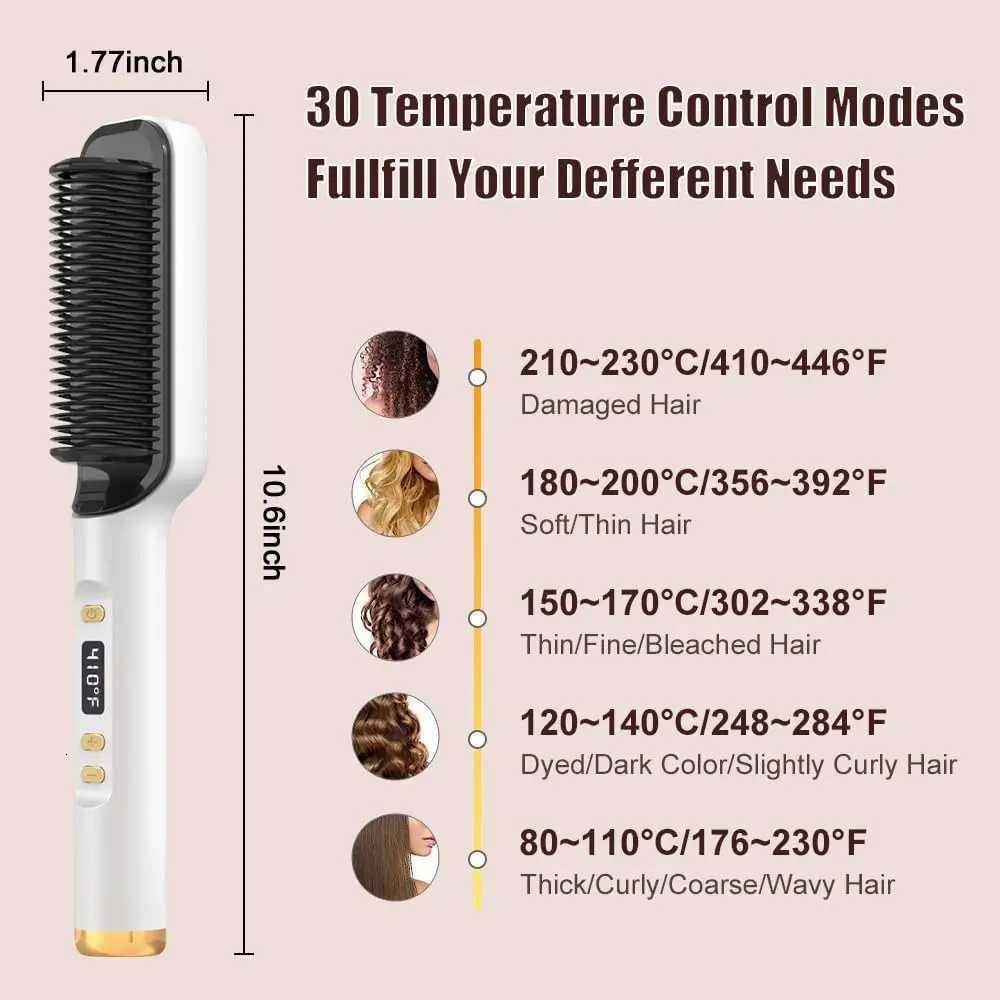 New Hair Straightener Brush Heated Hair Straightening Brush Flat Iron Electric Hair Brush Straightener | Hot Brush for Styling W250814
