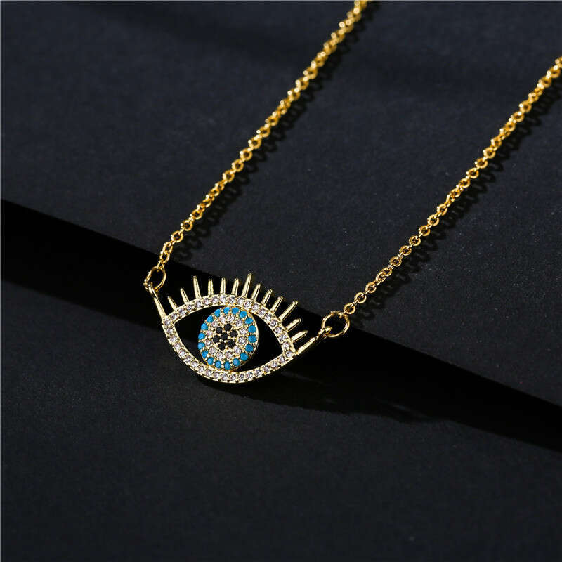 for Women Designer Classic Devil's Pendant Jewelry INS Style Fashion Eye Necklace Copper Micro Pave Zircon