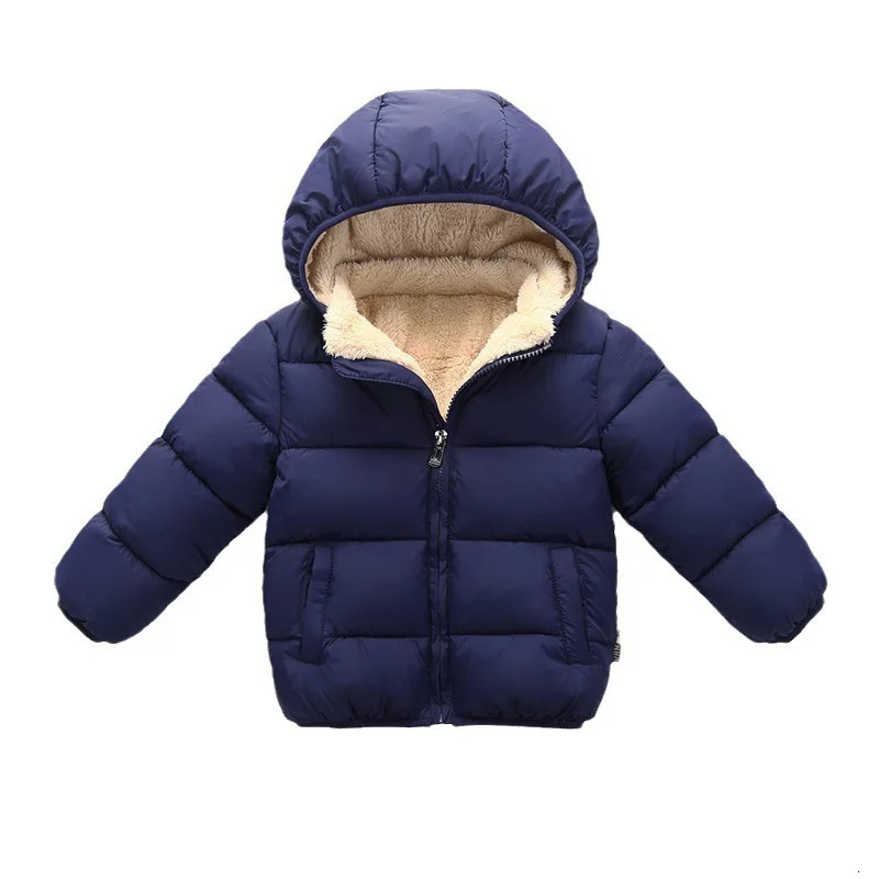 1pcs Boy Girl Coat Baby Winter Thick Down Jackets Kids Warm Plush Thicken Outerwear Clothes Fur Hooded Jacket Children Snowsuit 250813