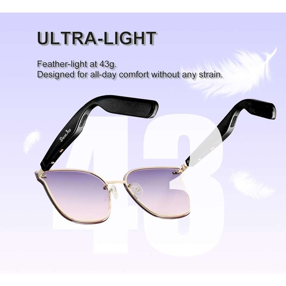 Dormiro Women's Nano IPX7 Waterproof Smart Translator 150+ Languages AI Glasses with Speaker, Open Ear Headphones, Touch Control Bluetooth Sungla