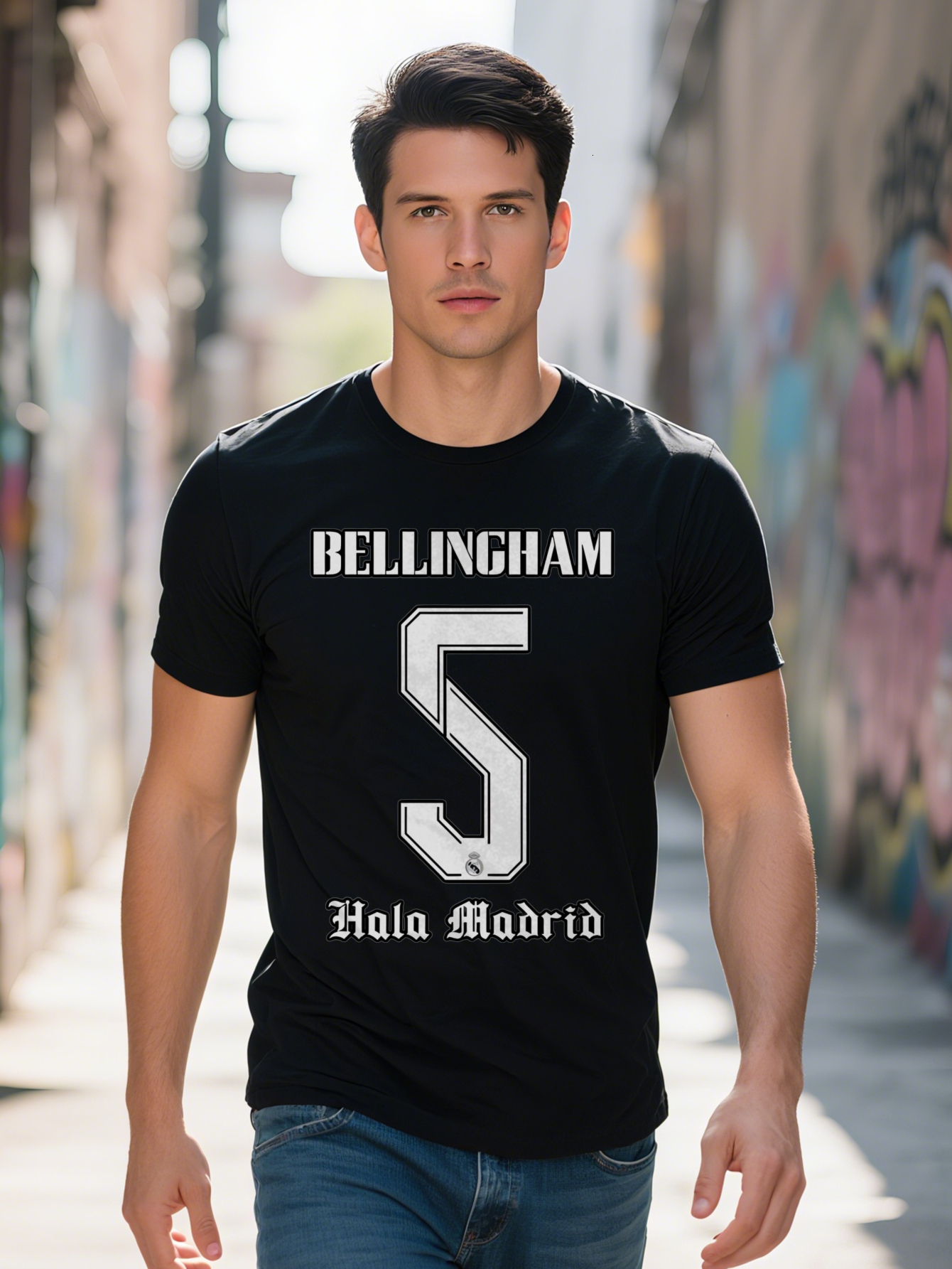 Men S Bellinzham Number Graphic T-Shirt Black Crew Neck Tee with White Letter Print Lightweight Summer Shirt