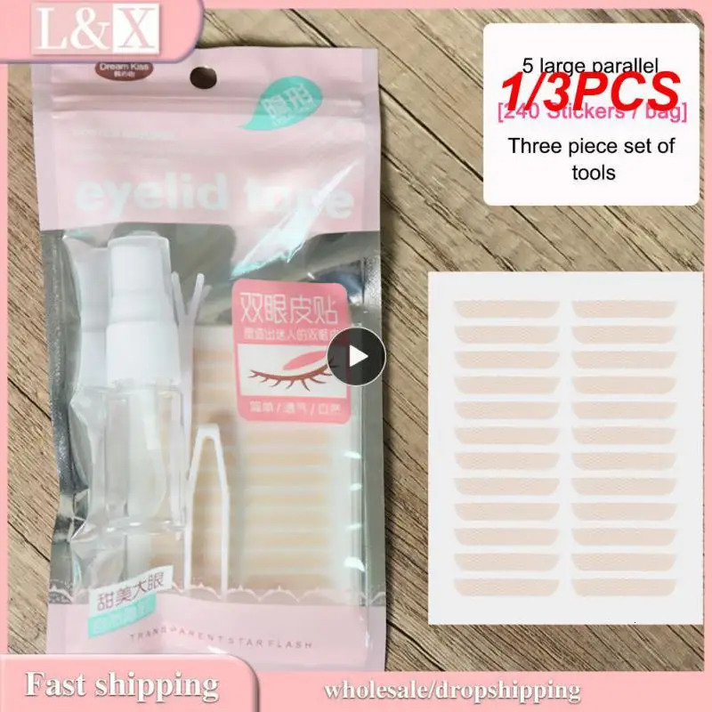 1/3PCS Invisible Eyelid Sticker Set With Water Spray Bottle Transparent Self Adhesive Double Eye Ladies Eye Makeup 250811