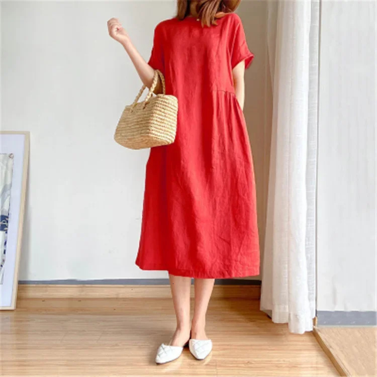 Long Sleeve Maternity Dress Fashion Clothes for Pregnant Women V-neck Boho Cotton Linen Loose Lantern 250813